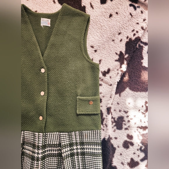 WOMEN'S 60'S PLEATED MIDI DRESS - GREEN - Picture 3 of 5